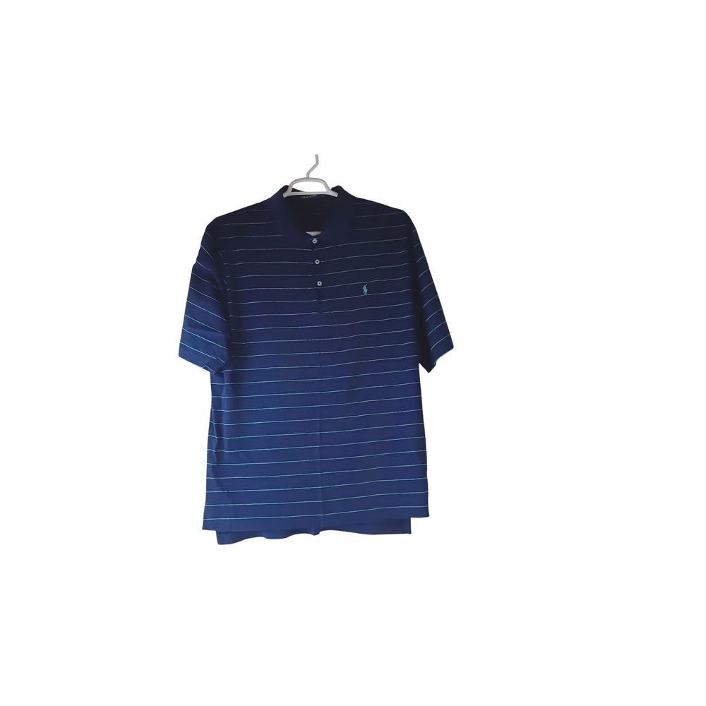 Polo Golf Ralph Lauren Mens XL Navy Teal Striped Pima Cotton Polo Shirt